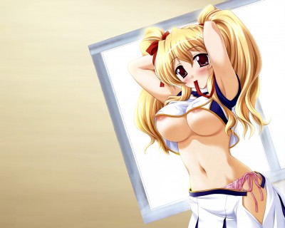 Konachan.com - 1737 blonde_hair breasts cheerleader mouth_hold panties tagme underwear.jpg